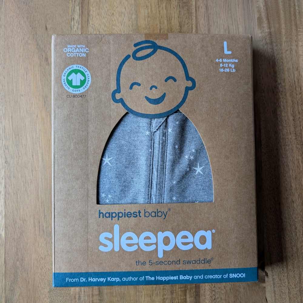 Happiest Baby Sleeppea Swaddle - L, Large, Grey - Graphite Stars